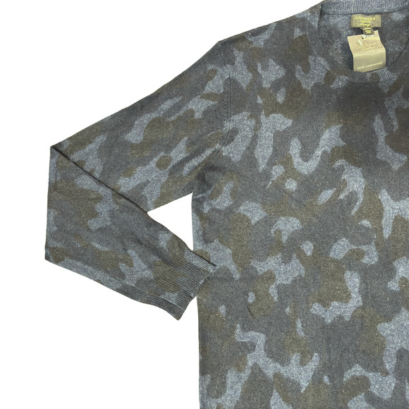 Club Room 100% Cashmere Luxury Navy Blue Camo Print Sweater Men's Large - Picture 3 of 13